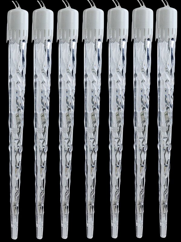 24x Natural Look Glacier Icicle Lights 8 Function Cool White LED | 7m