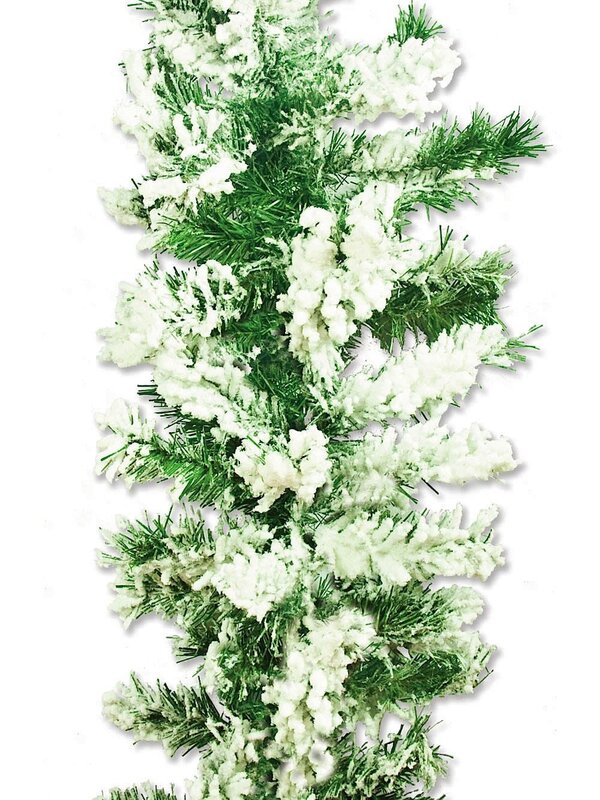 2.7m Heavily Flocked Antarctic Snow Pine Garland | 180 Tip