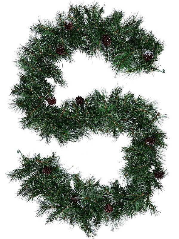 2.7m Silver Glitter Pine Cone Christmas Garland | 180 Tips