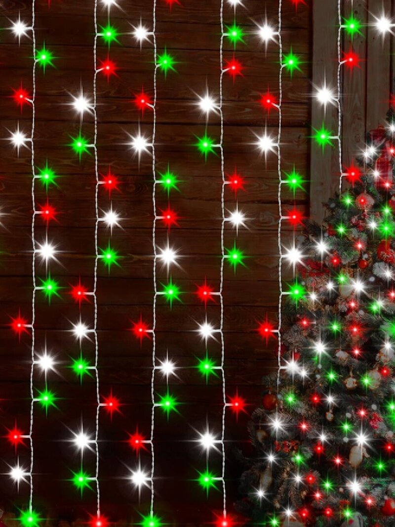 280 Multi Christmas Colour LED Curtain Light 8 Function With Timer | 2m x 2m