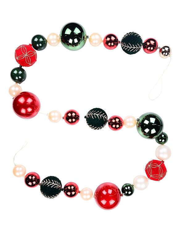 2m Red Green Soft Rose Gold & Champagne Mixed Texture Display Garland