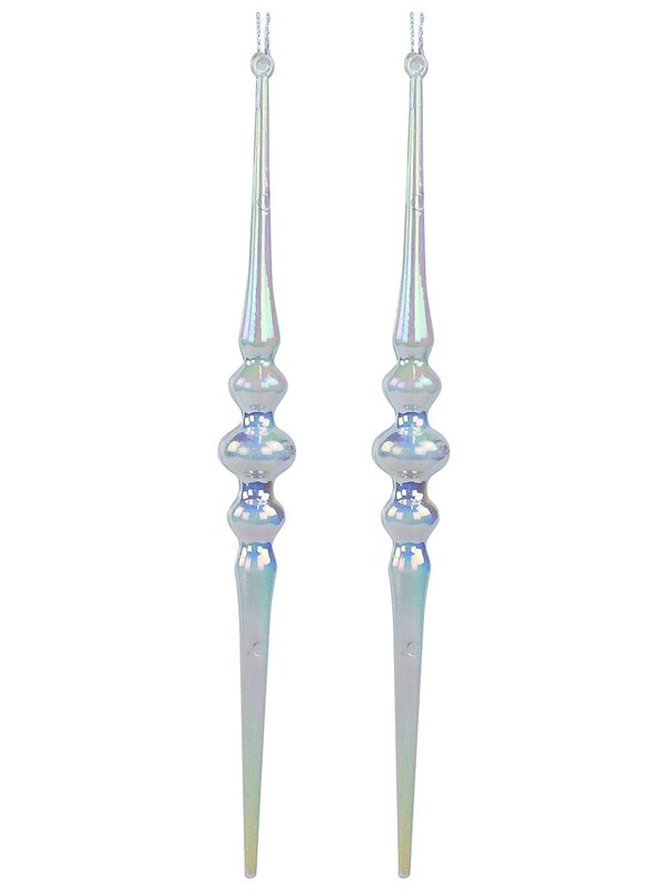 2x Gloss Iridescent Icicle Whimsical Essential Ornament | 17cm