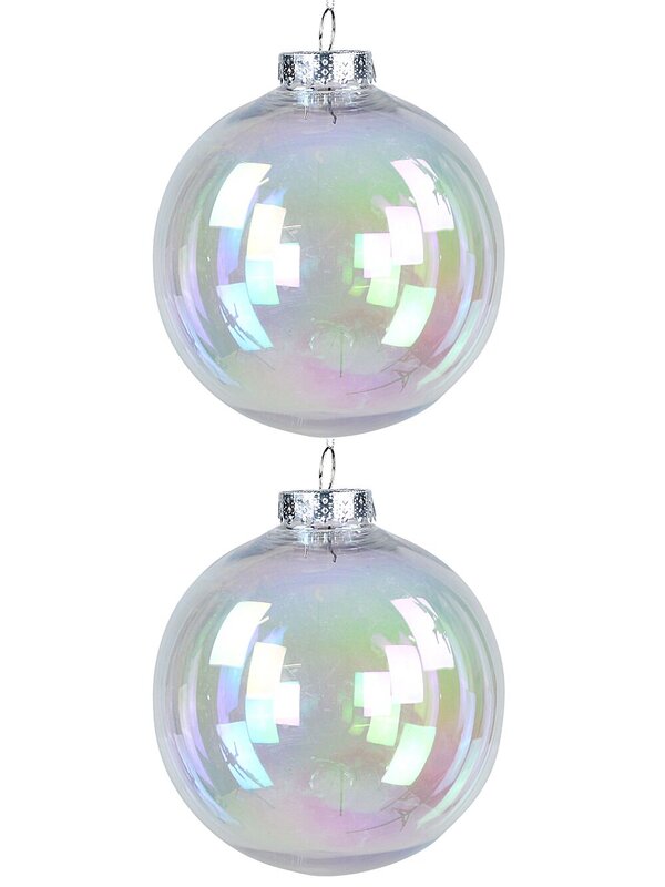 2x Lustrous Clear Grand Iridescent Soap Bubble Baubles | 15cm