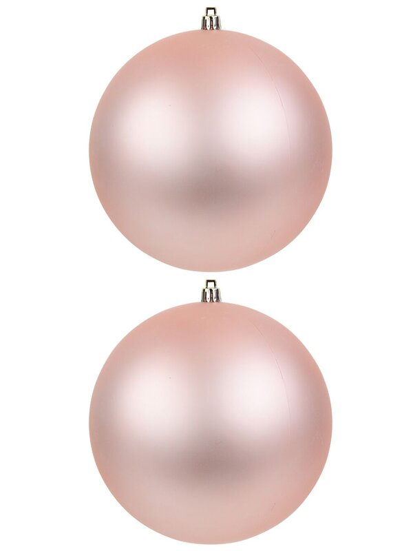 2x Lustrous Light Rose Gold Grand Matte Baubles | 15cm