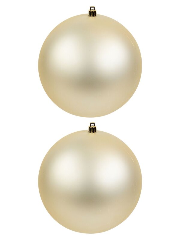 2x Lustrous Matte Champagne Grand Baubles | 15cm