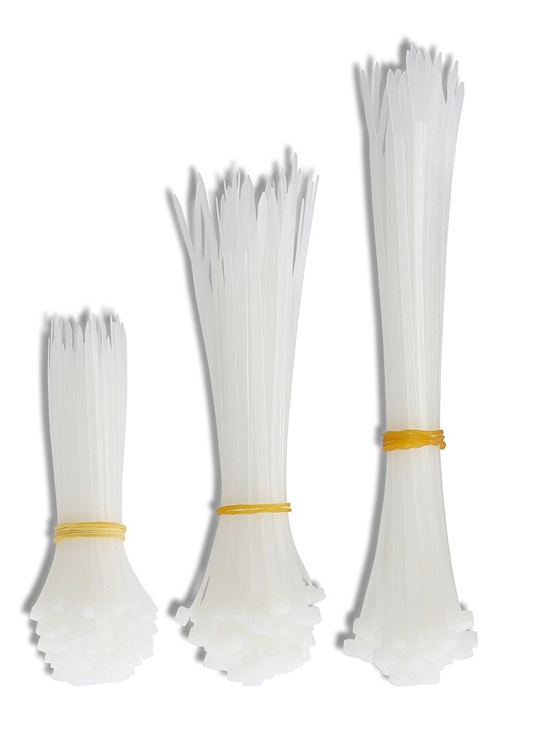 300x Stanford Clear White Cable Tie Set | Multi Size Heavy Duty Nylon Fasteners