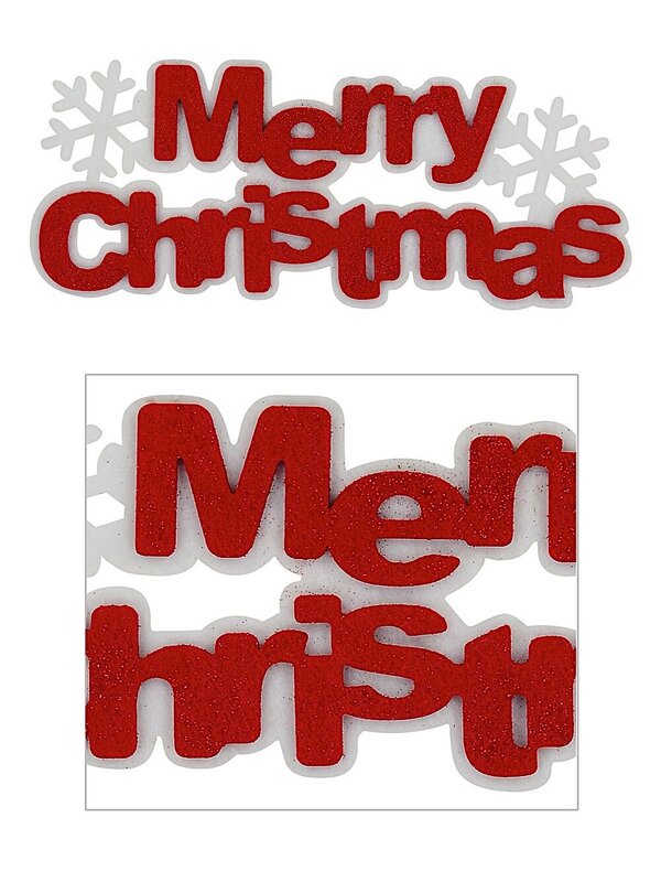 Hanging Red & White Felt Merry Christmas Snowflake Motif Sign | 30cm