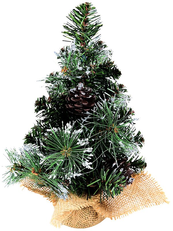 30cm Morning Frost Tabletop Tree With Pinecones | 37 Tips & Burlap Base