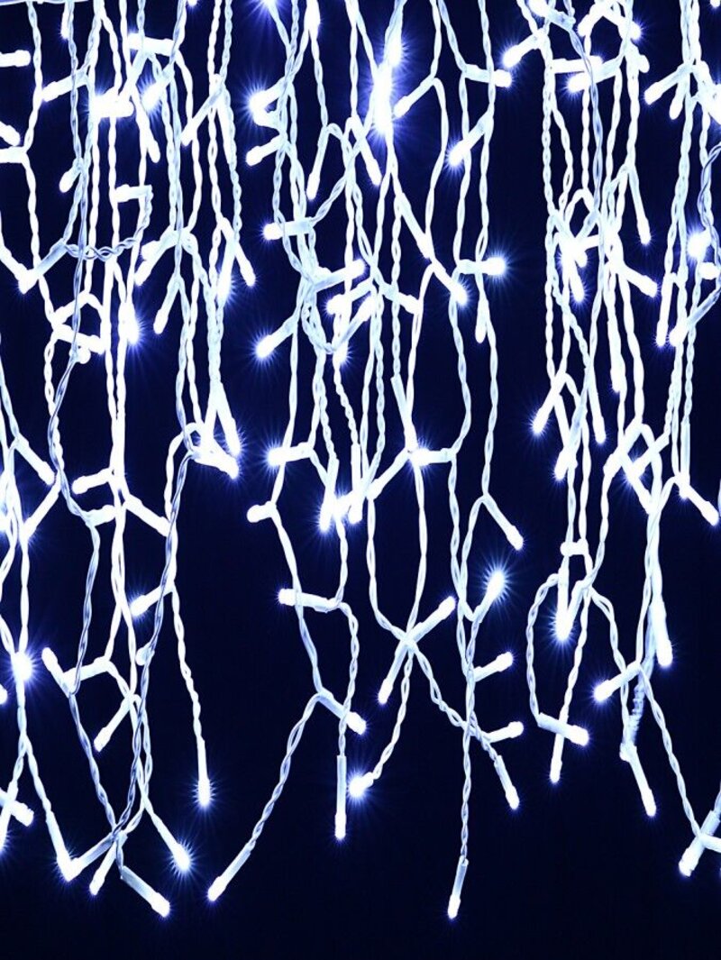 340 Cool White LED Icicle String Lights 8 Function With Timer | 10m