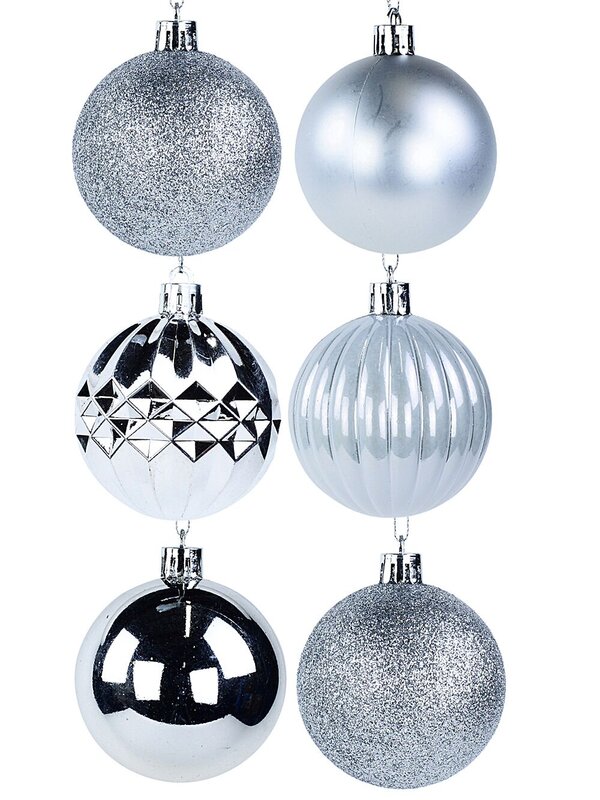 35x Timeless Silver Mixed Essential Baubles | 60mm