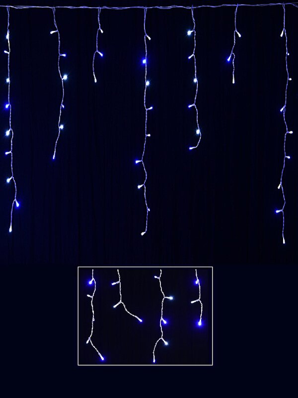 360 Blue & Cool White LED Snowing Icicle Light - 10m
