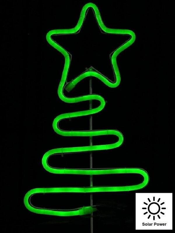 38cm Green Neon Flex Wavy Christmas Tree Solar Path Light