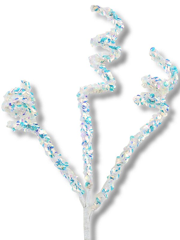 Iridescent Sequin Curly Swirl Spray Christmas Tree Clip Pick | 38cm