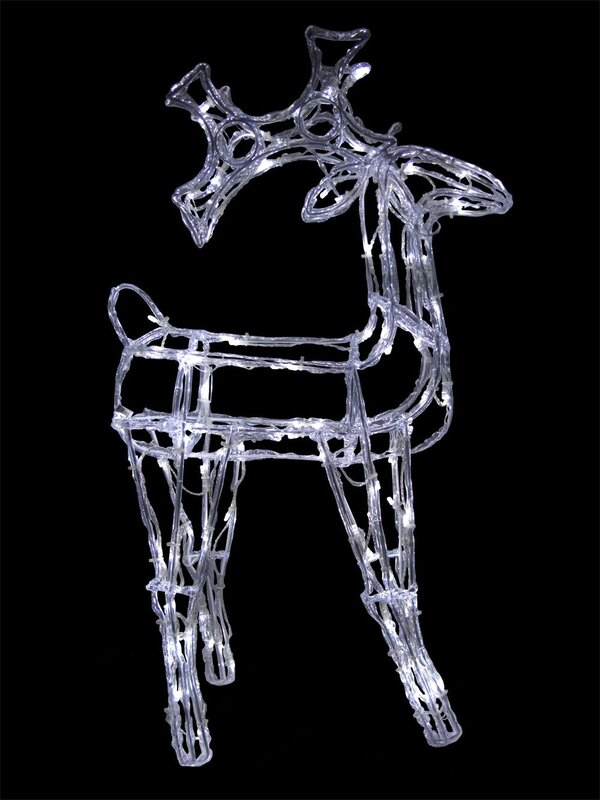 3D LED Ice-Look Standing Deer Light Display - 74cm
