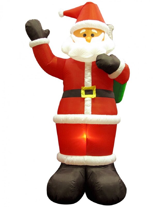 3m Giant Greeting Santa Holding Gift Sack | LED Outdoor Inflatable