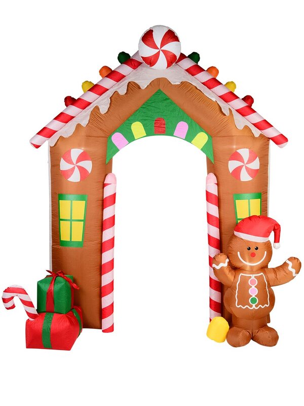 3m Gingerbread House Arch With Cookie Man Illuminated Christmas Inflatable