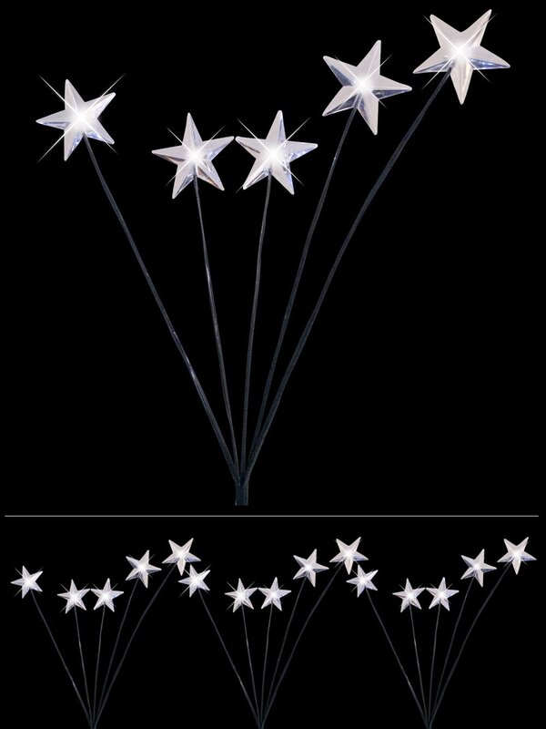 4 x Cool White Lighting Connect Super Bright LED Garden Stake Lights With Stars - 70cm