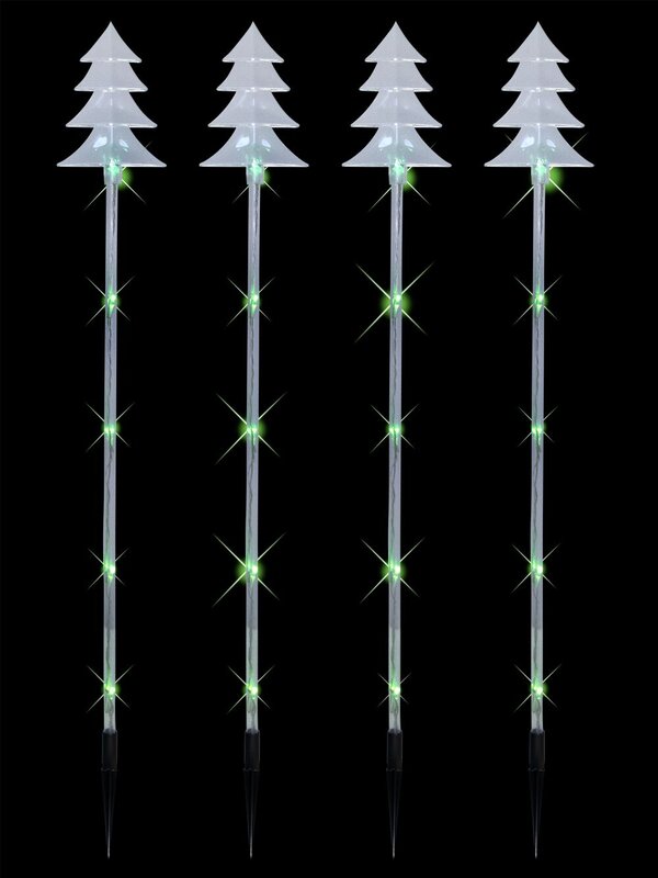 4 x Tree Tube Lighting Connect Stake with 20 Green bulbs - 70cm