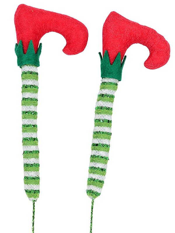 Elf Feet In Your Tree With Long Socks Pair Christmas Stem Picks | 40cm