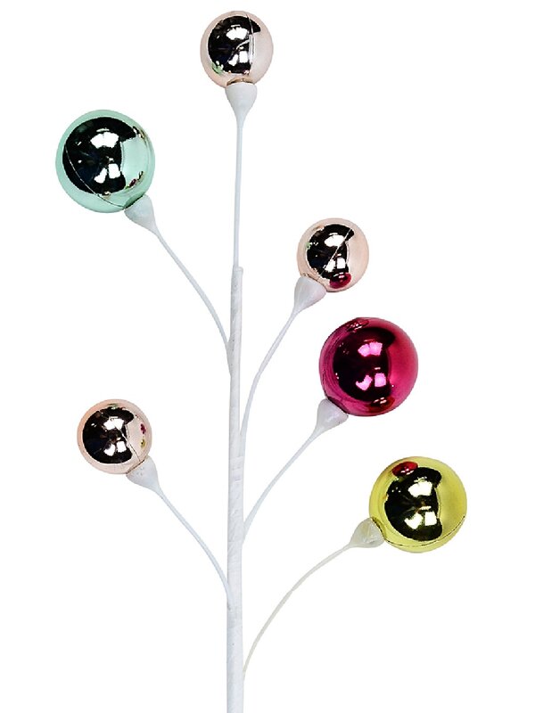 Shiny Multi Colour Pastel Bauble Long Christmas Clip Stem | 41cm