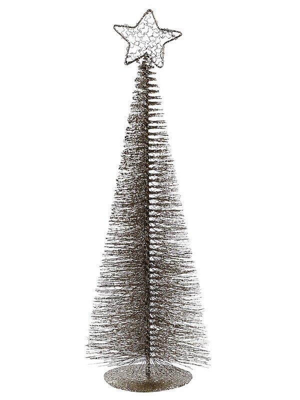 45cm Glitter Frost Champagne Wire Tabletop Tree Ornament