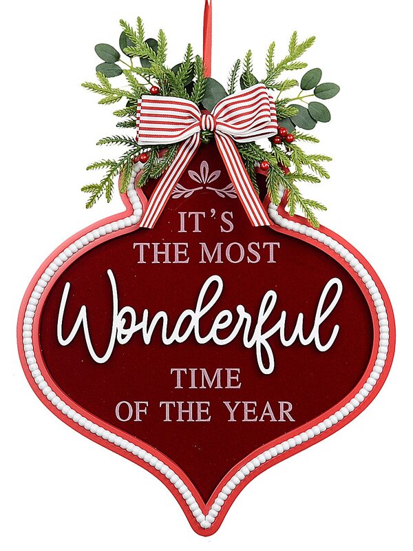 46cm It's The Most Wonderful TIme Of The Year Decorated Bauble Plaque