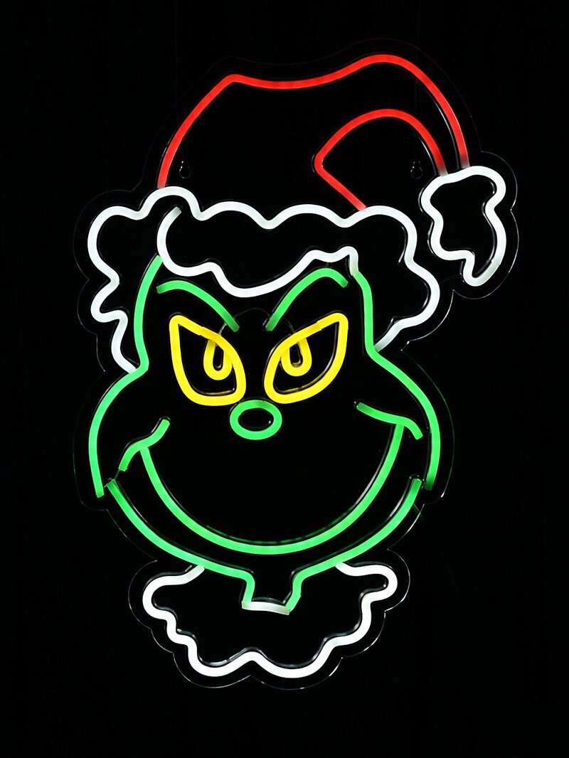 48cm Dr. Suess Grinch Head USB Neon LED Display On Acrylic Board