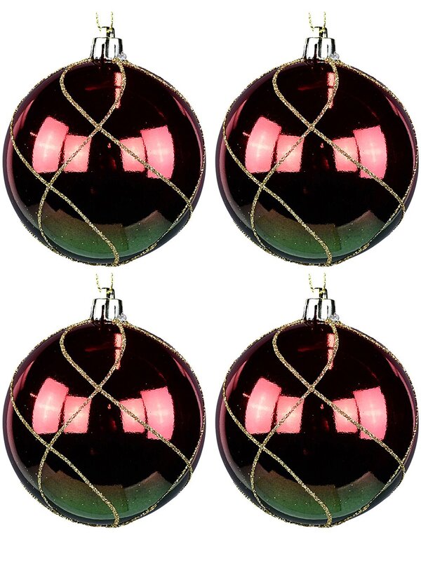 4x Dynamic Red & Green Statement Optical Fusion Glitter Baubles | 80mm