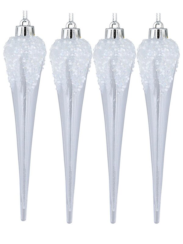 4x Frosted & Clear Icicle Whimsical Essential Ornament | 15cm
