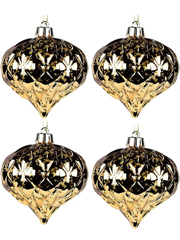 4x Gold Mercury Lustrous Statement Onion Finial Drops | 80mm