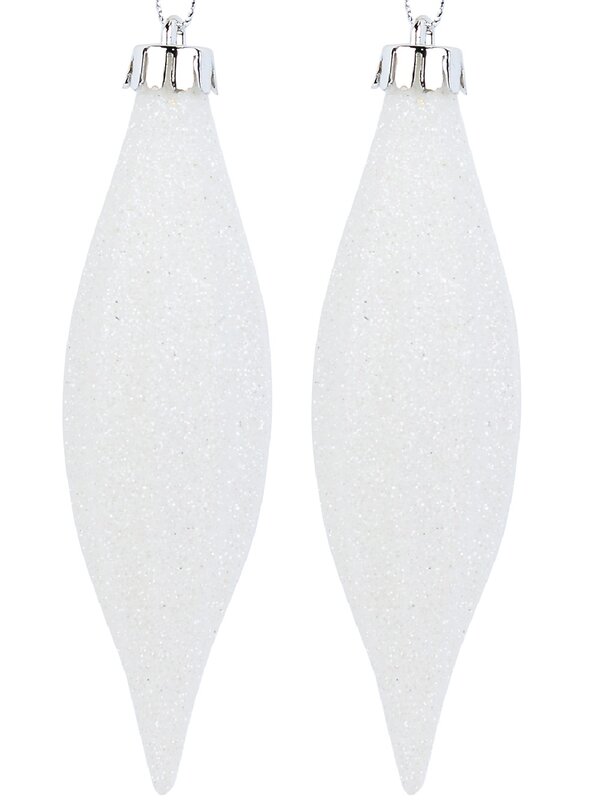 4x Icy White Lustrous Signature Iridescent Finial Drop | 14cm