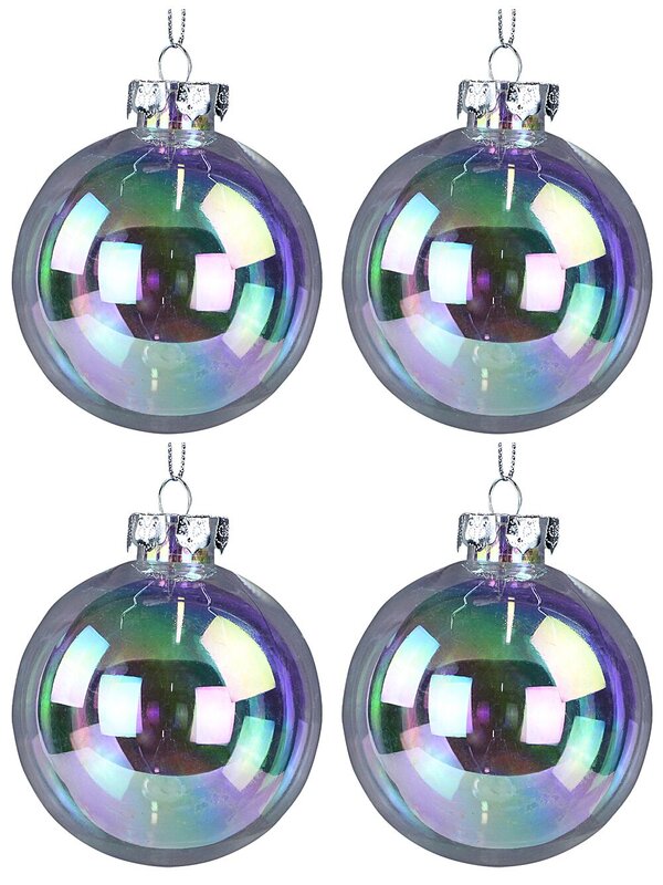 4x Lustrous Clear Iridescent Signature Soap Bubble Baubles | 10cm