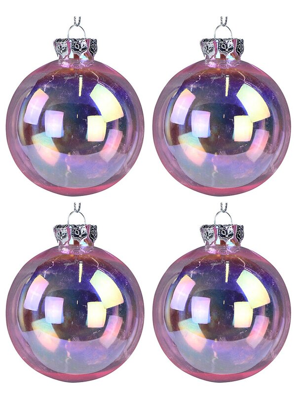 4x Lustrous Pink Tinted Statement Iridescent Soap Bubble Baubles | 80mm