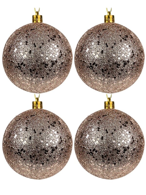 4x Lustrous Rose Gold Statement Sequin & Glitter Baubles | 80mm