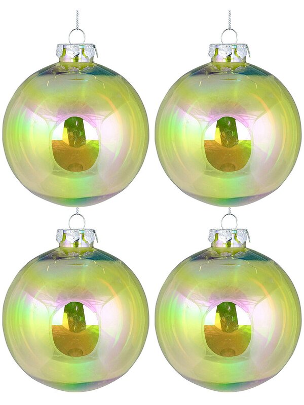 4x Radiant Iridescent Green Signature Soap Bubble Baubles | 10cm