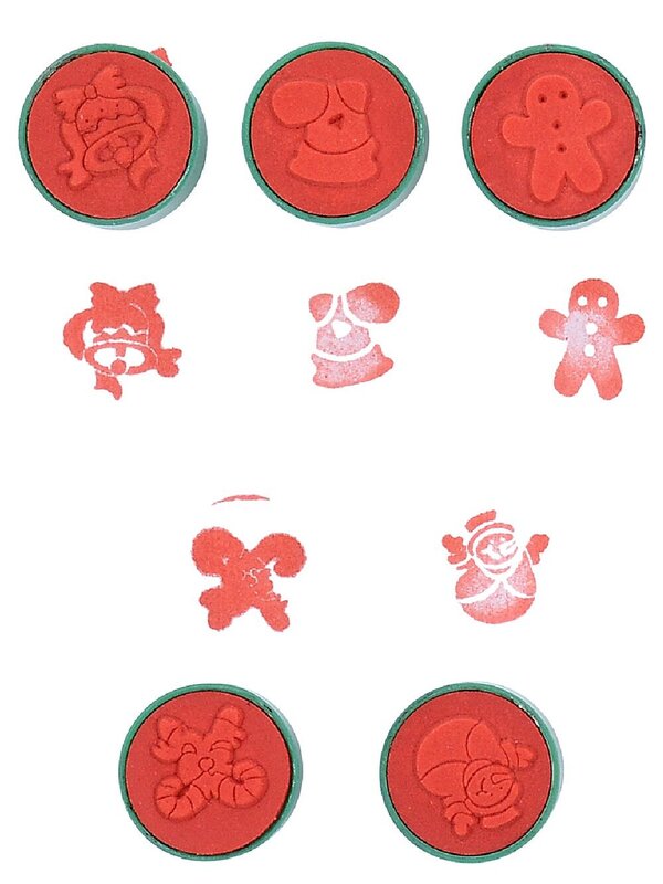 5 Mini Christmas Themed Self-Inking Red Stampers