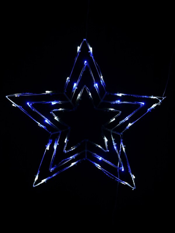 50cm Concentric Christmas Stars With Blue & Cool White LED String Light