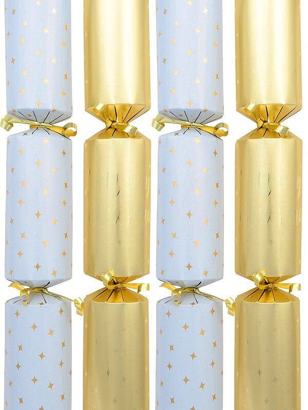 50x 30cm Matte Gold & White Merry Christmas & Stars Cracker Bon Bons