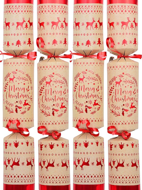 50x 31cm Tan & Cream Travertine Look With Red Christmas Icons Bon Bons