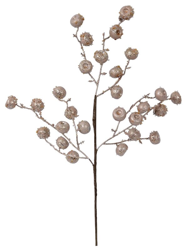 51cm Dusty Rose Large Frosted Berries Spray Long Christmas Stem