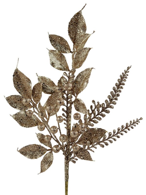 Gold Leaf Berry & Eucalyptus Native Spray Long Christmas Stem | 54cm