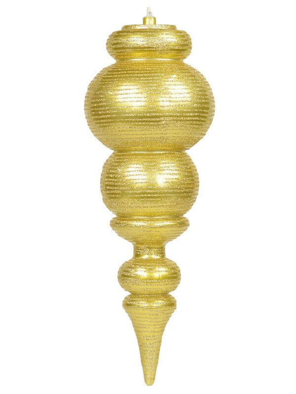 Metallic Gold Glitter Striped Large Display Ellipsoid Finial | 55cm