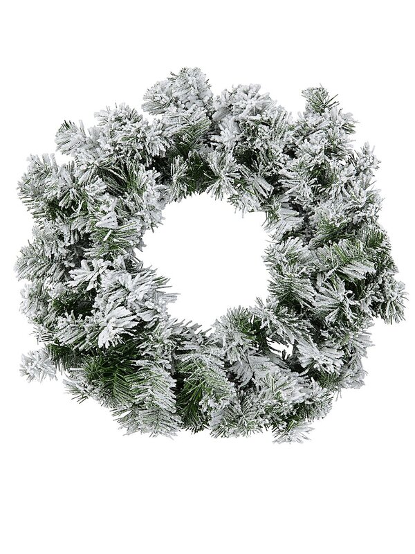 55cm Moderately Snow Flocked Fir Wreath | 120 Tips