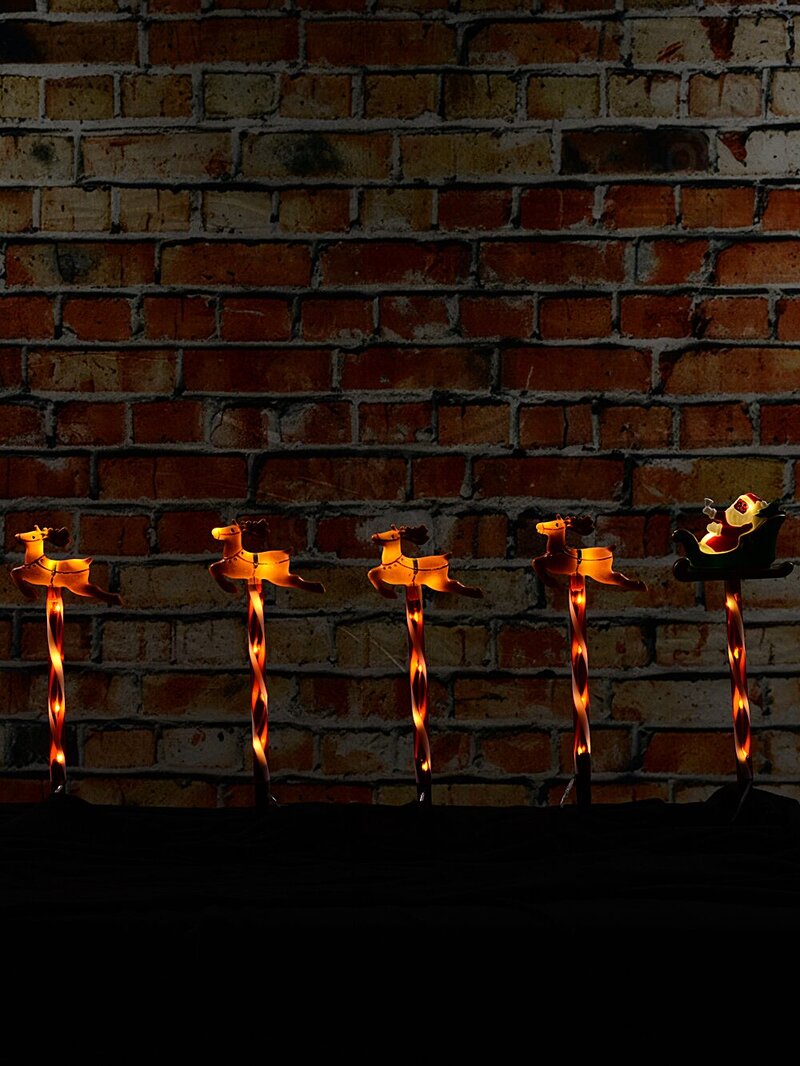 5x LED Santa & Reindeer Path Lights - Hybrid Solar & Electric Stakes | 40cm — image 2