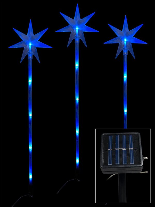 6 Blue LED Solar North Stars On Stakes - 66cm