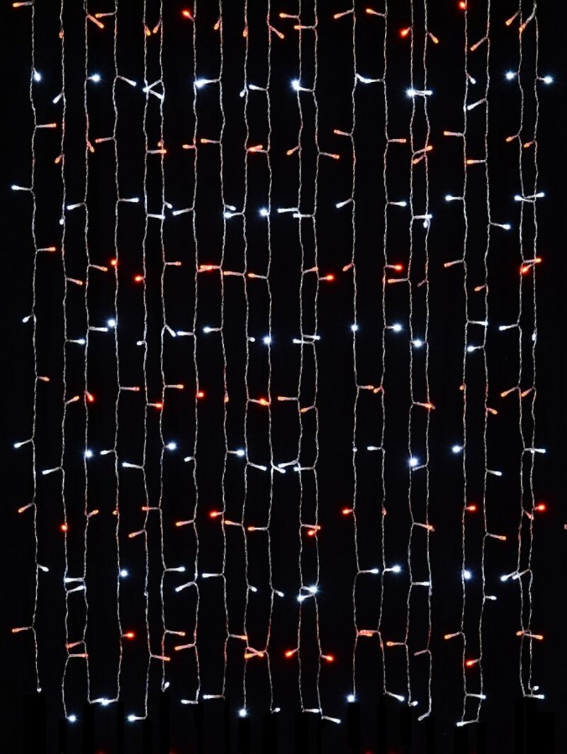 600 Red & Cool White LED Curtain Light 8 Function With Timer | 3m x 3m