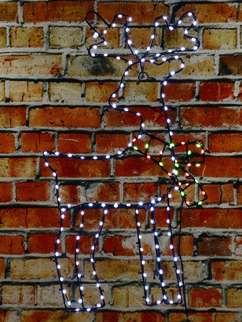 60cm Reindeer With Twinkle Scarf On Black Frame Outdoor LED Light Display — image 6