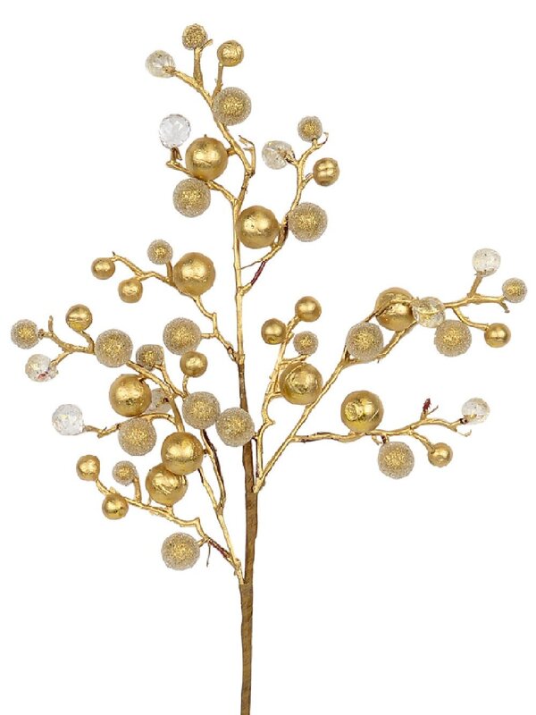 Bronze Beaded & Diamante Berry Long Christmas Stem | 61cm