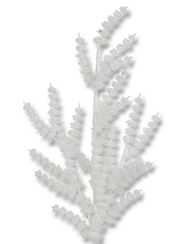 White Frost Flowers Look Spray Long Christmas Stem | 64cm