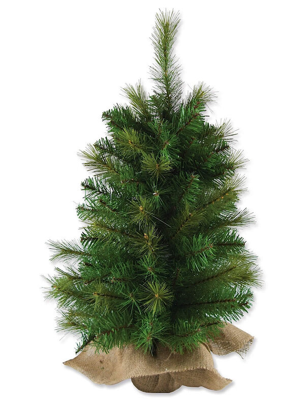 65cm Balsam Pine & Fir Needle Tabletop Tree | 104 Tips & Burlap Base